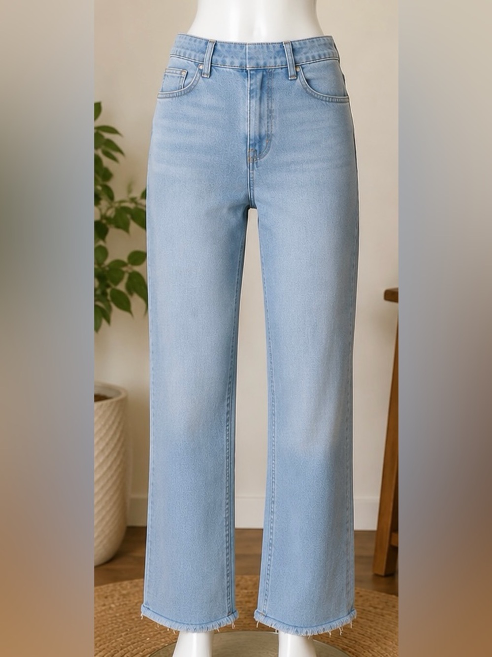 Jealous Tomato Light Wash Flare Jeans Raw Hem Size Large